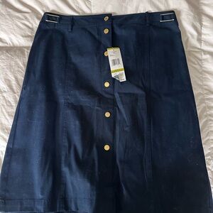 Jones New York Navy Skirt with Gold Buttons